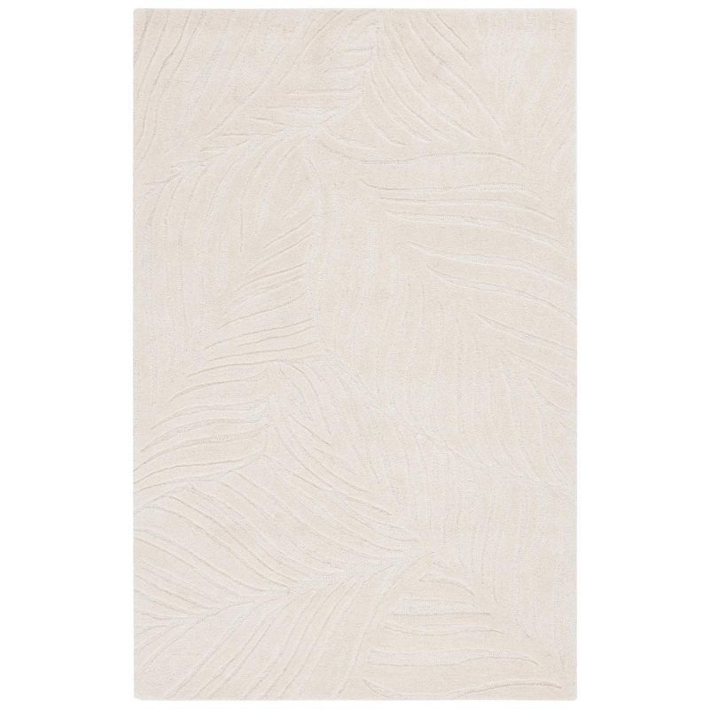 Ivory Handmade Wool Tufted Rectangular Area Rug 5' x 8'