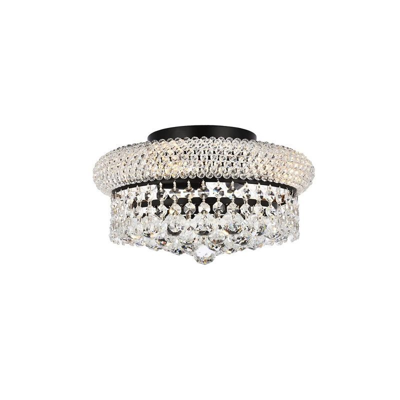 Primo 12-Inch Black and Crystal Flush Mount Light Fixture