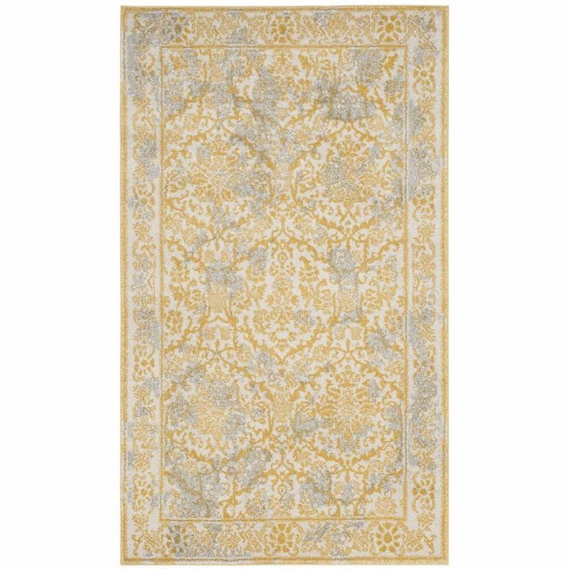 Ivory and Gold Reversible Synthetic Area Rug, 4' x 6'