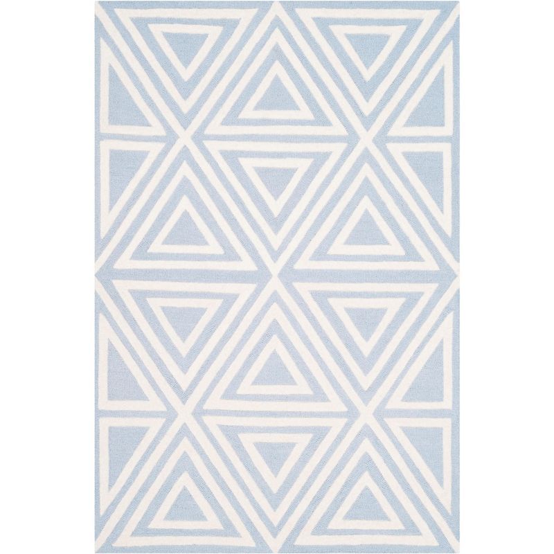 Blue and Ivory Hand-Tufted Wool Kids Area Rug 4' x 6'