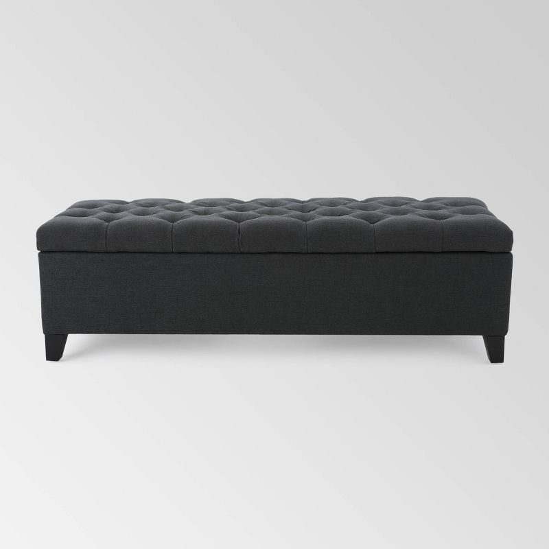 Ottilie Dark Gray Tufted Storage Ottoman Bench