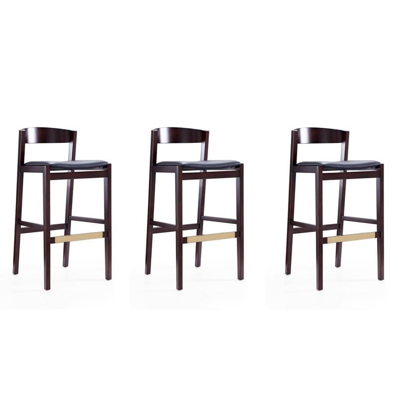 Danish Modern Klismos 41'' Beech Wood Barstools in Black - Set of 3