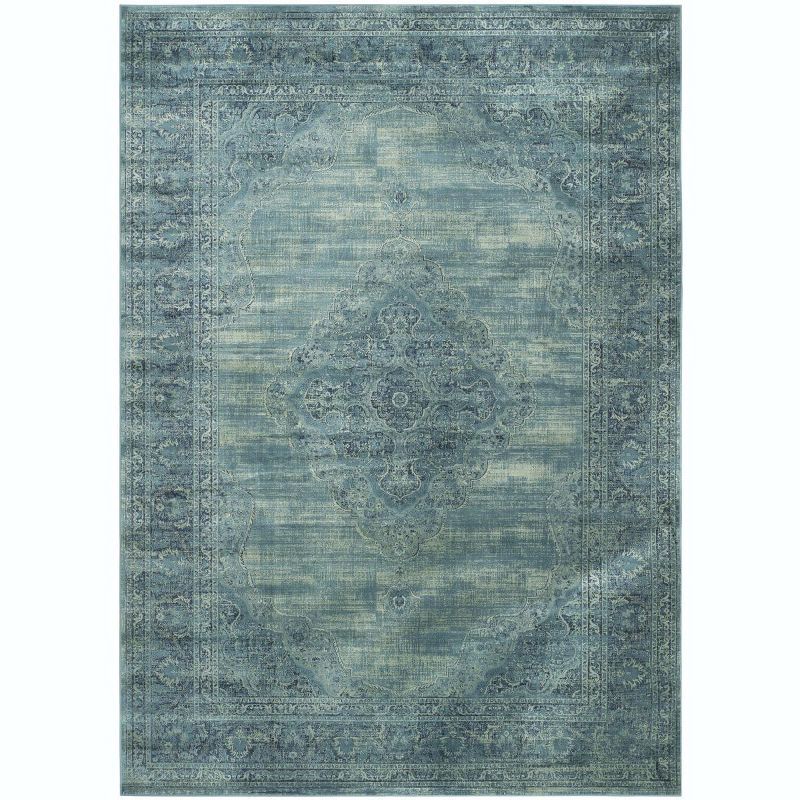 Hand-Knotted Turquoise and Multi Rectangular Area Rug 9' x 12'