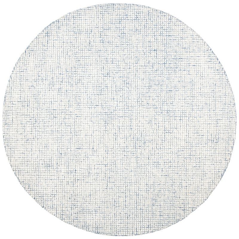 Transitional Blue Ivory Abstract Tufted Round Rug 6'