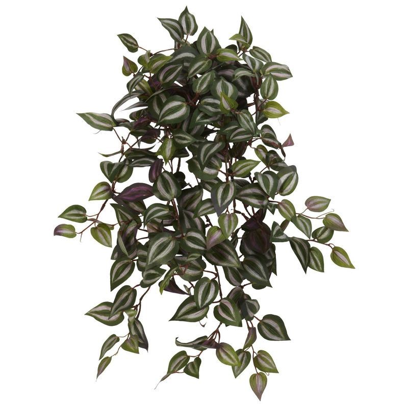 23-inch Green and Purple Silk Tradescantia Hanging Plant Set