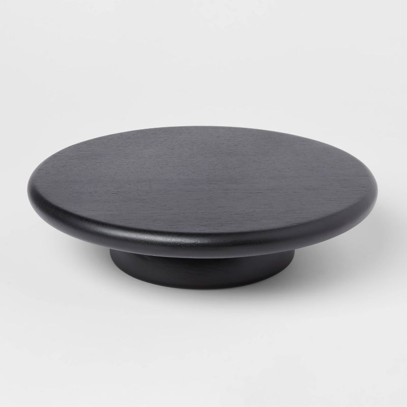 11.5" Black Acacia Wood Modern Cake Stand