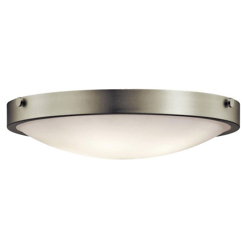 Brushed Nickel 20.5" Modern Dome Ceiling Light with White Glass Shade