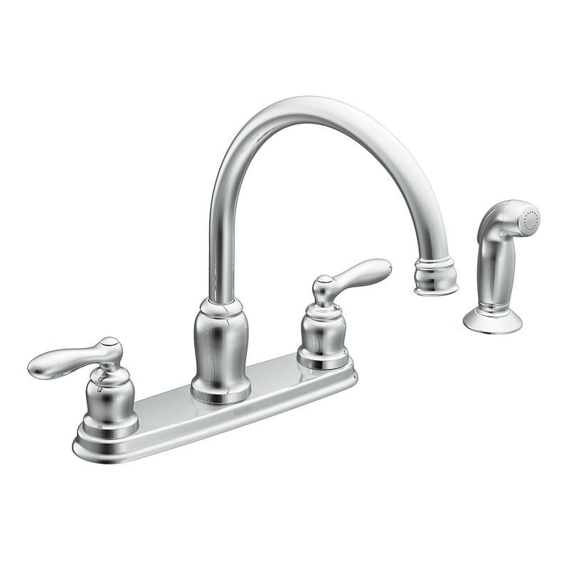 Moen Caldwell Chrome Two Handle Kitchen Faucet with Side Sprayer