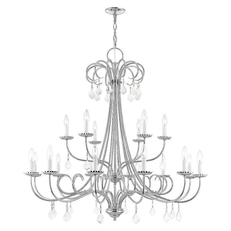 Elegant Polished Chrome & Crystal 18-Light Chandelier