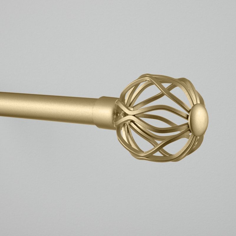 Gold Adjustable Iron Curtain Rod with Open Sphere Finials