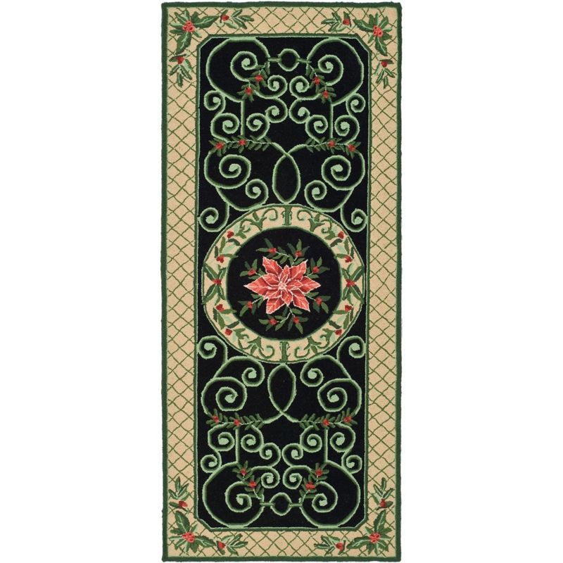 Handmade Ivory Floral Wool Runner Rug