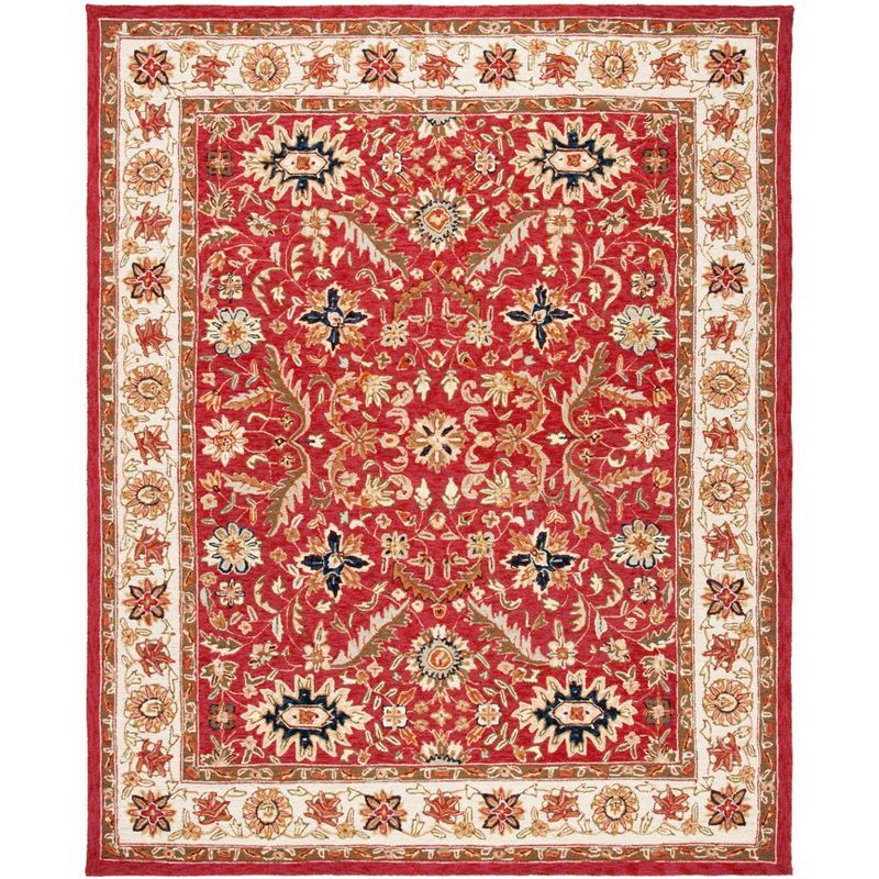 Chelsea Red and Ivory Hand-Knotted Wool Area Rug