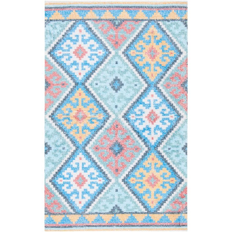 Coastal Breeze Blue and Aqua Hand-Loomed Wool-Cotton Blend Area Rug - 3' x 5'