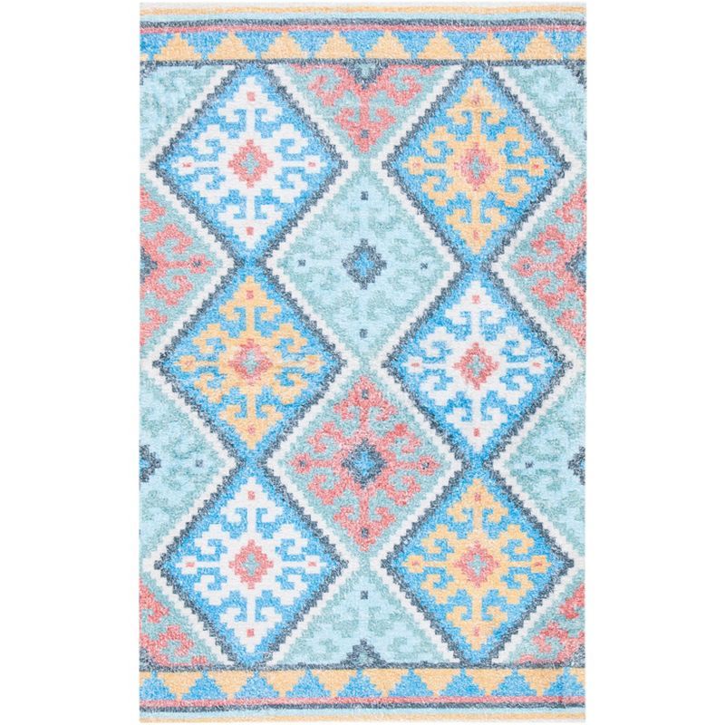 Coastal Breeze Blue and Aqua Hand-Loomed Wool-Cotton Blend Area Rug - 3' x 5'