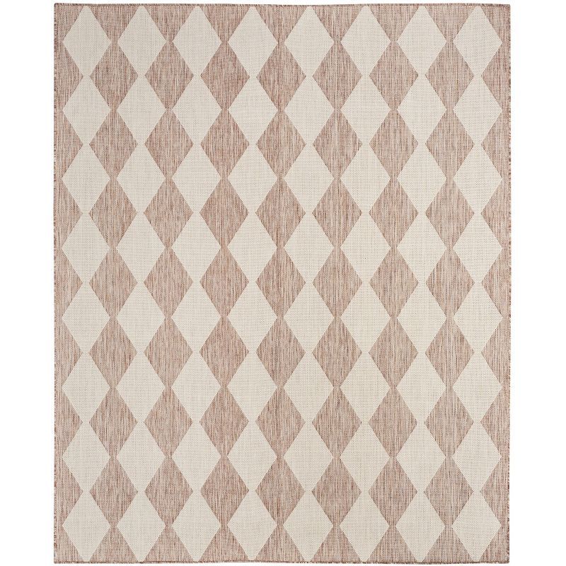 Beige Diamond Pattern Flat Woven Synthetic 8' x 10' Area Rug