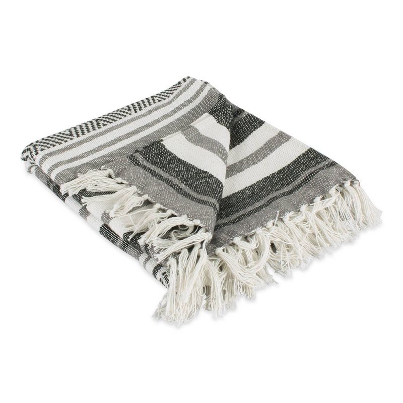 Black Cotton Fringe Throw Blanket 50x60"