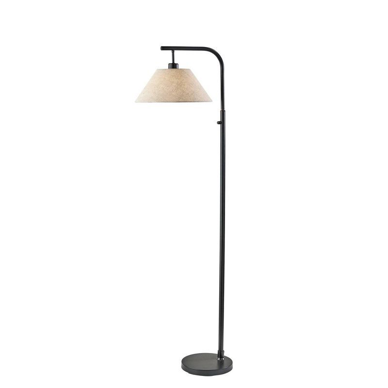 Black Metal Floor Lamp with Light Brown Fabric Shade