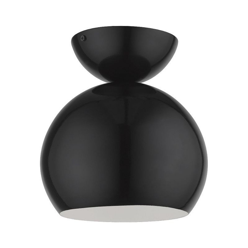 Stockton Modern Indoor/Outdoor Globe Pendant in Shiny Black with White Interior