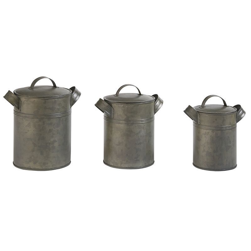 Silver Ceramic Vintage Canister Set with Handles