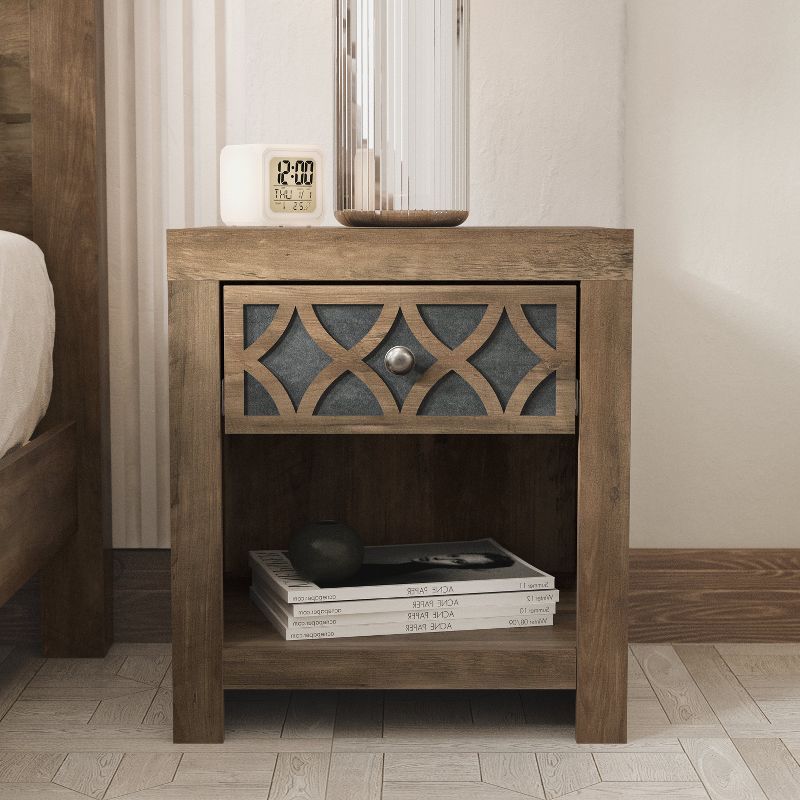 Julric Knotty Oak and Gray Stone 1-Drawer Nightstand