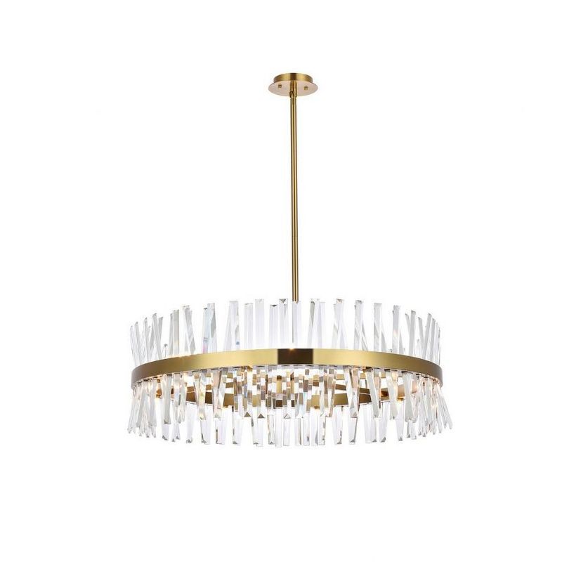 Serephina 36" Satin Gold Crystal Chandelier with Clear Royal Cut