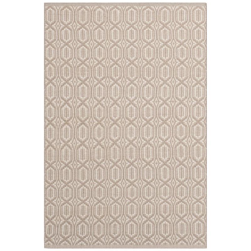 Ivory and Grey Flat Woven Cotton Area Rug, 3' x 5'