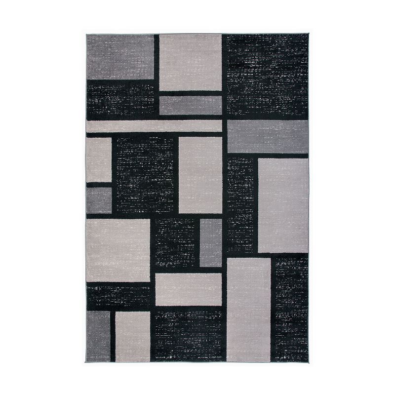 Gray Geometric Tufted Reversible Area Rug