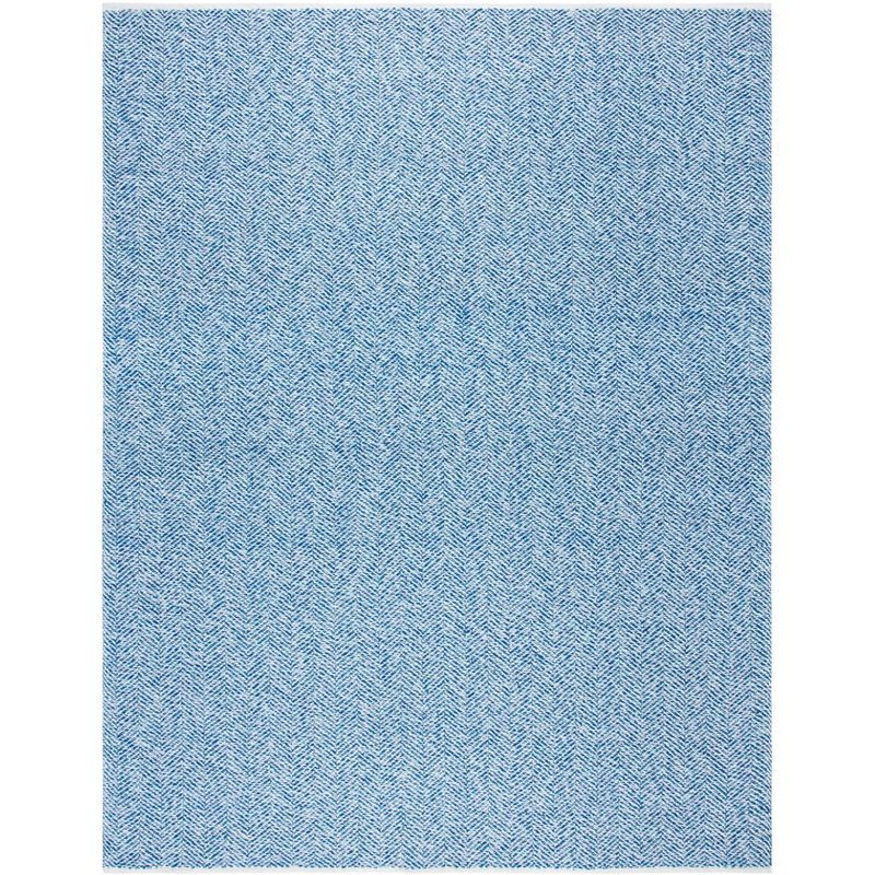 Handmade Blue Cotton and Synthetic Tufted Reversible Rug, 9' x 12'