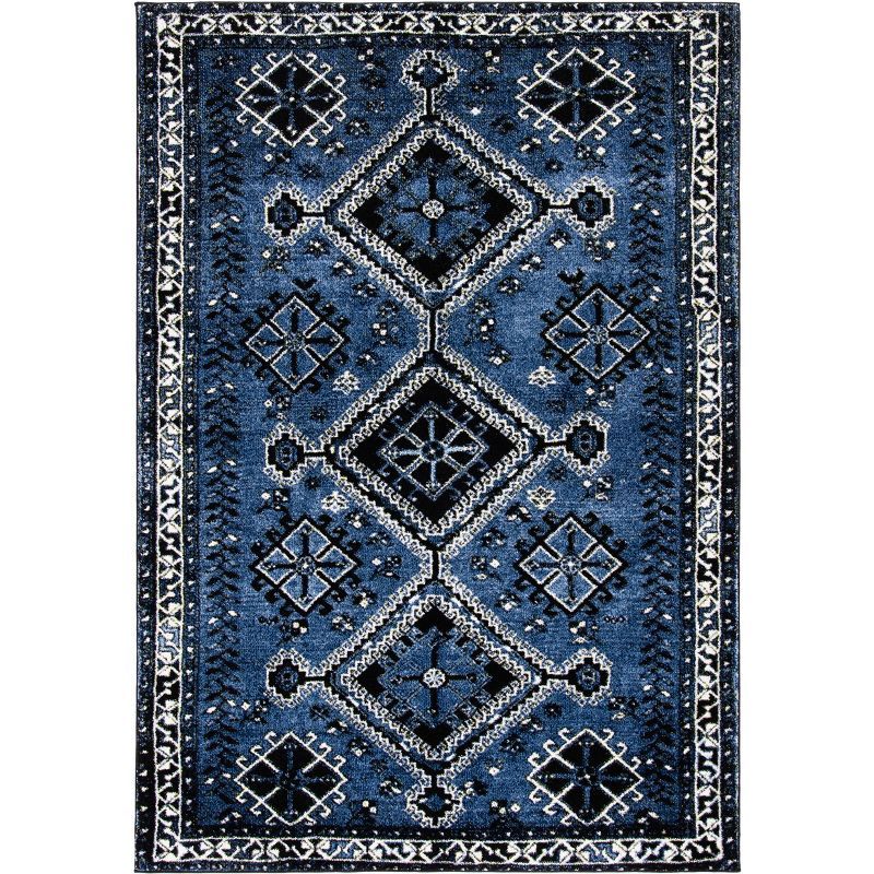 Vintage Hamadan 8' x 10' Easy-Care Synthetic Rug in Black