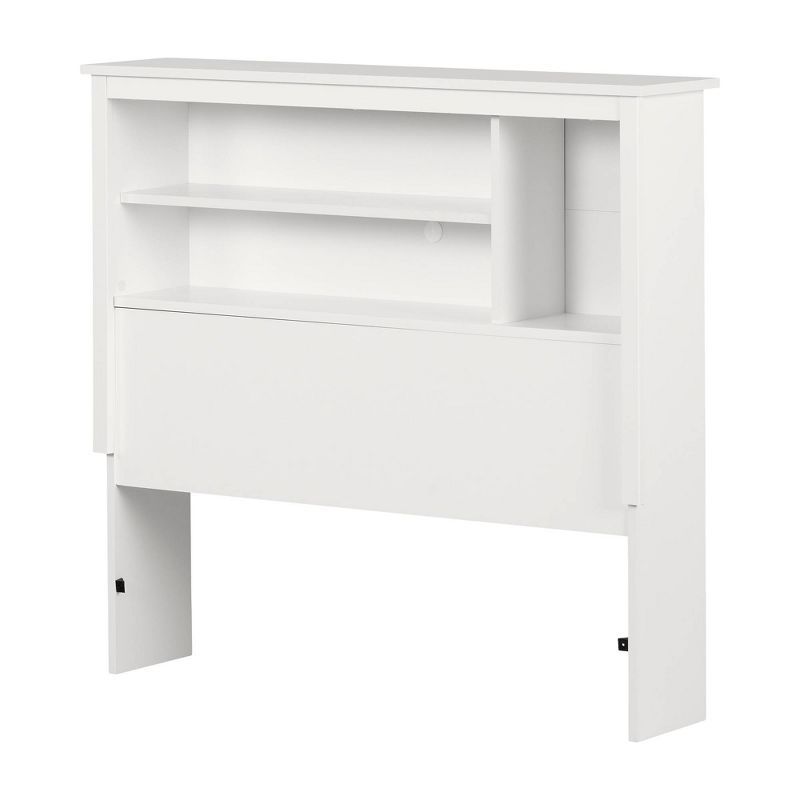 Twin White Wood Bookcase Headboard with Storage