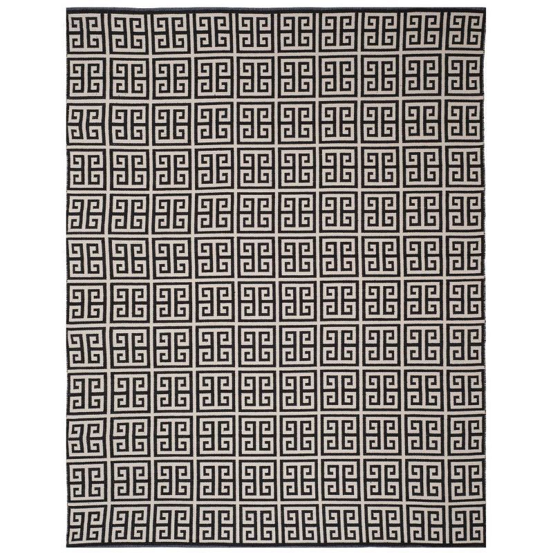 Montauk Black and Ivory Cotton Geometric Area Rug