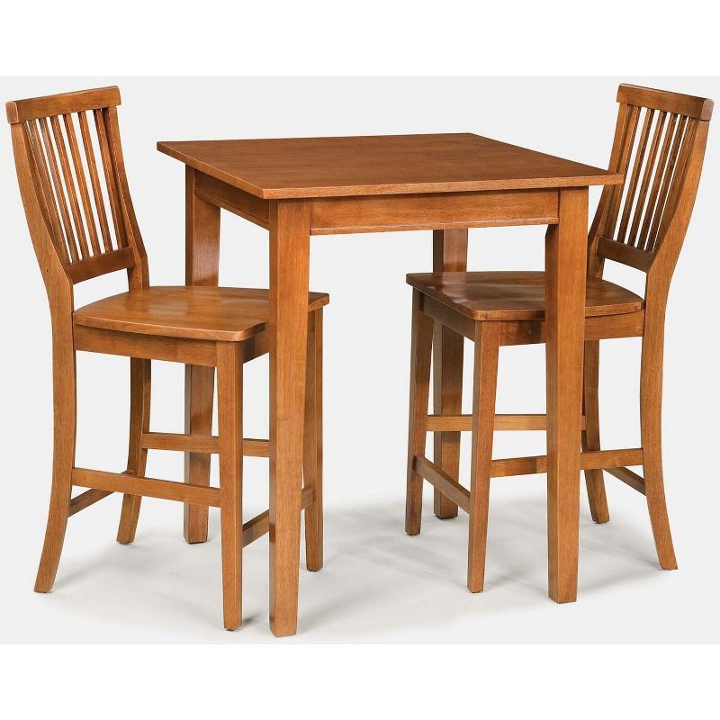 Cottage Oak 3-Piece Hardwood Bistro Set with Stools