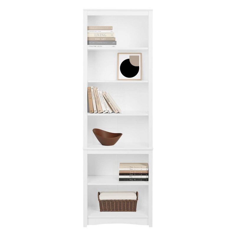 Elegant Modern 80" Tall White Bookcase with Adjustable Shelves