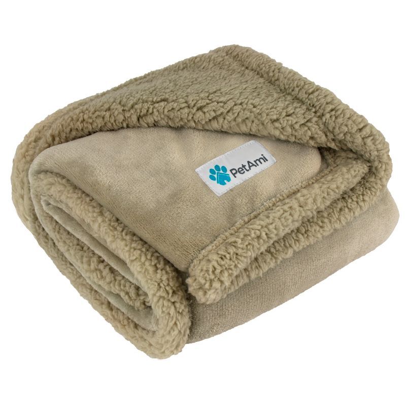 Medium Taupe Waterproof Sherpa Fleece Pet Blanket