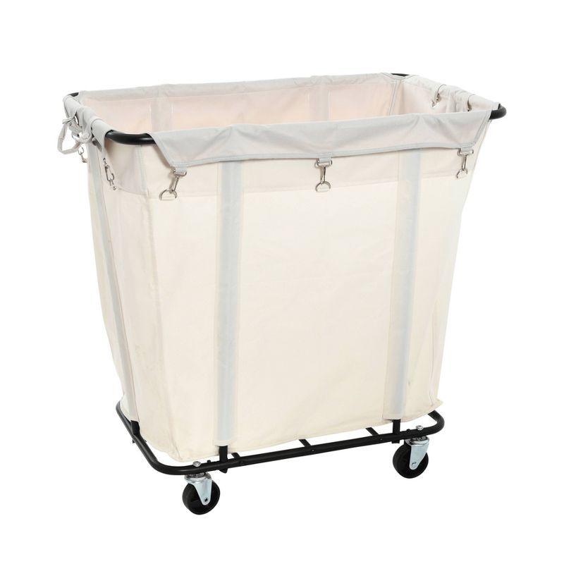 Black Canvas and Steel Frame Hamper with Wheels