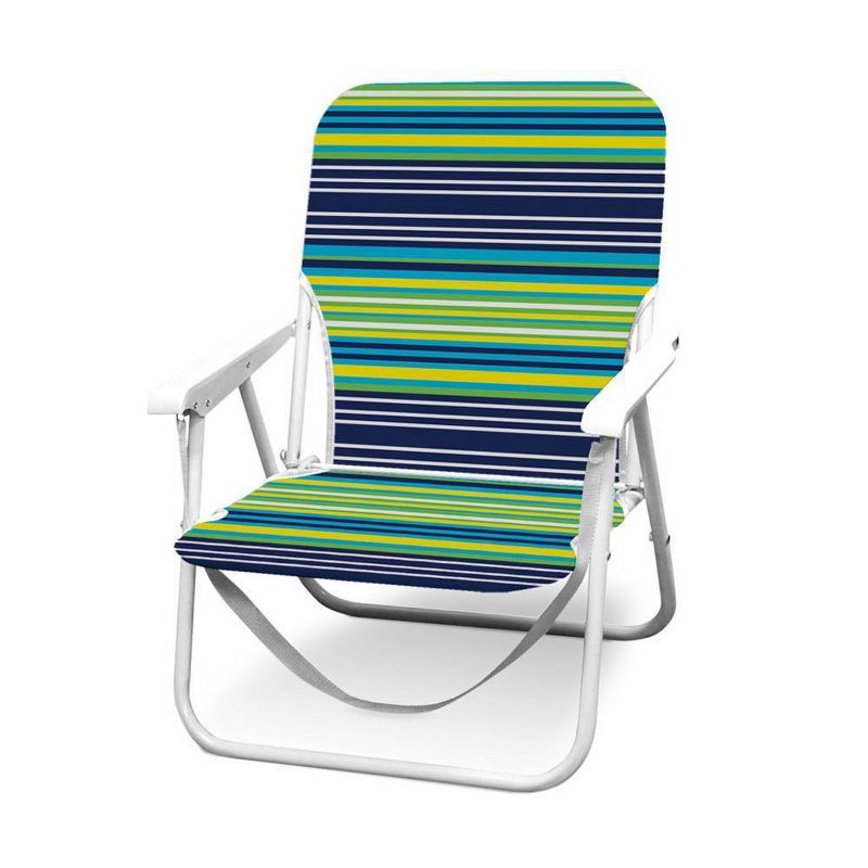 Multi-Stripe Steel Frame Folding Beach Chair