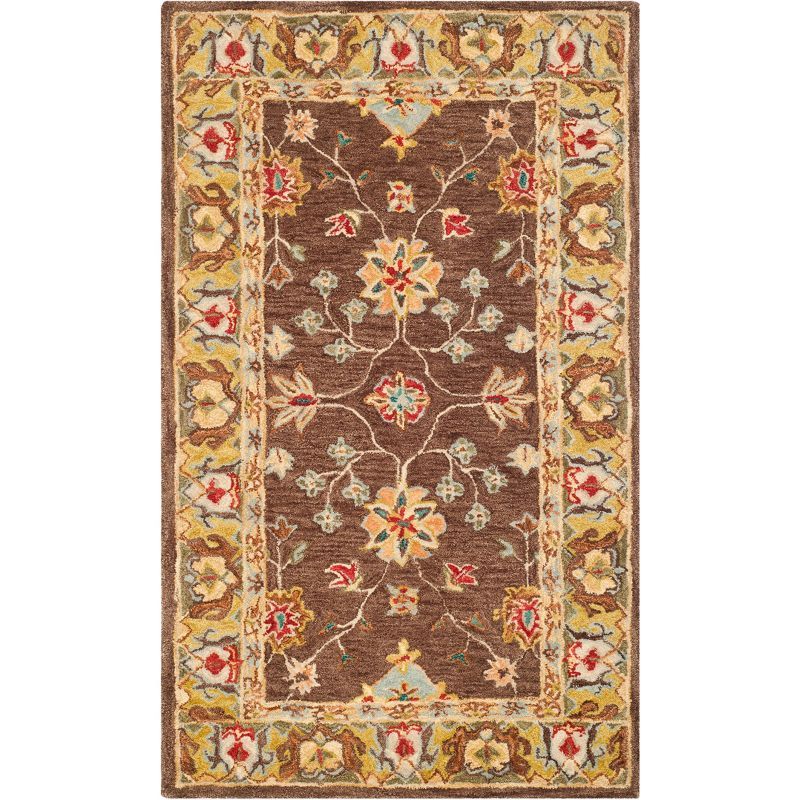 Elegant Anatolia Hand-Tufted Wool Rug in Brown Gold - 3' x 5'