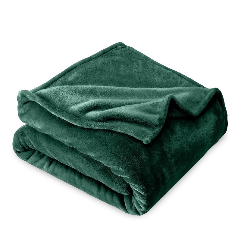 Forest Green Microplush Fleece Reversible Throw Blanket