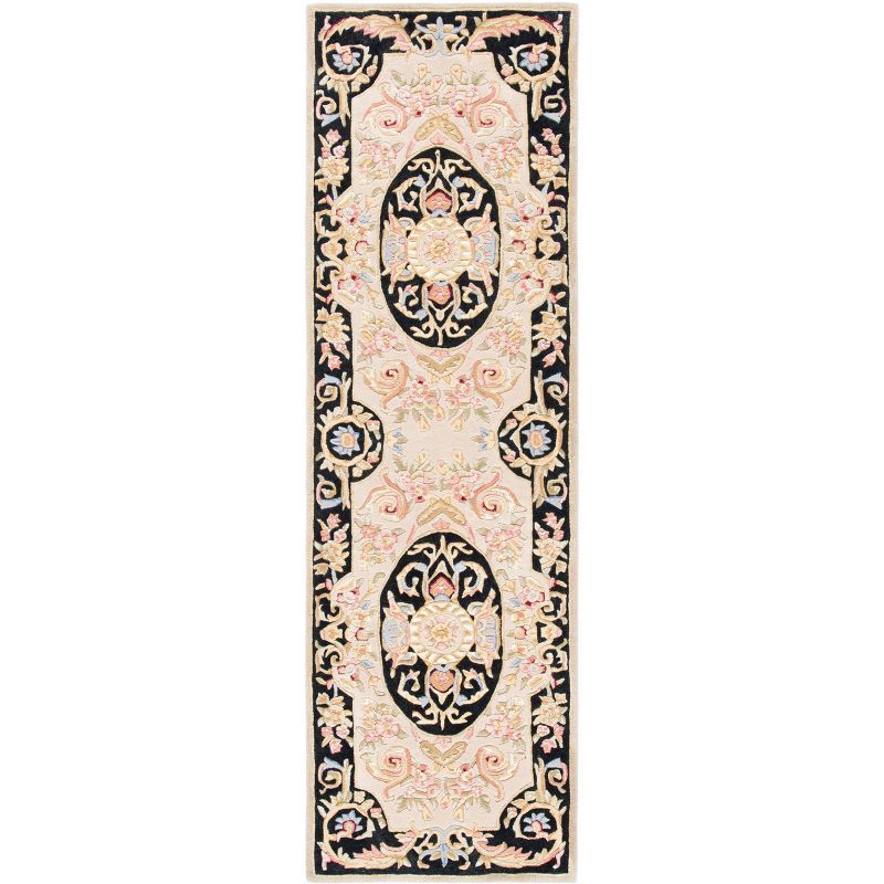 Ivory and Gold Hand-Tufted Wool Runner Rug, 2'6" x 8'