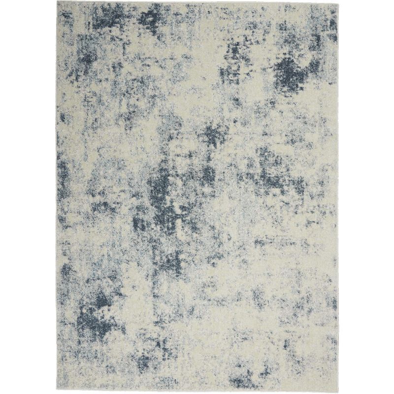 Ivory Blue Abstract 6'6" x 9'6" Area Rug