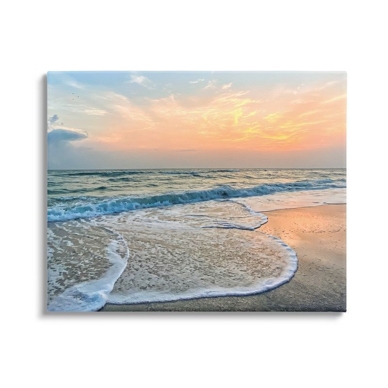 Sunset Beach Waves Landscape Canvas Print Wall Art