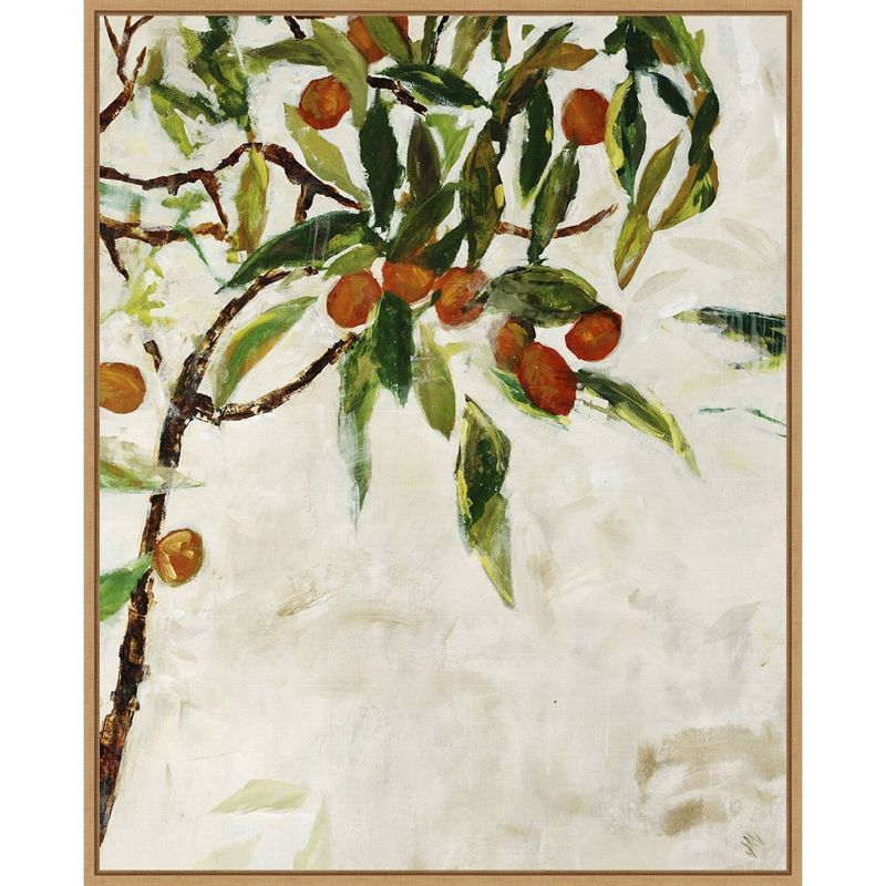 Large Framed Kumquat Tree Canvas Wall Art Print