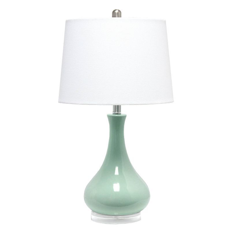 Aqua Ceramic Droplet Table Lamp with Fabric Shade