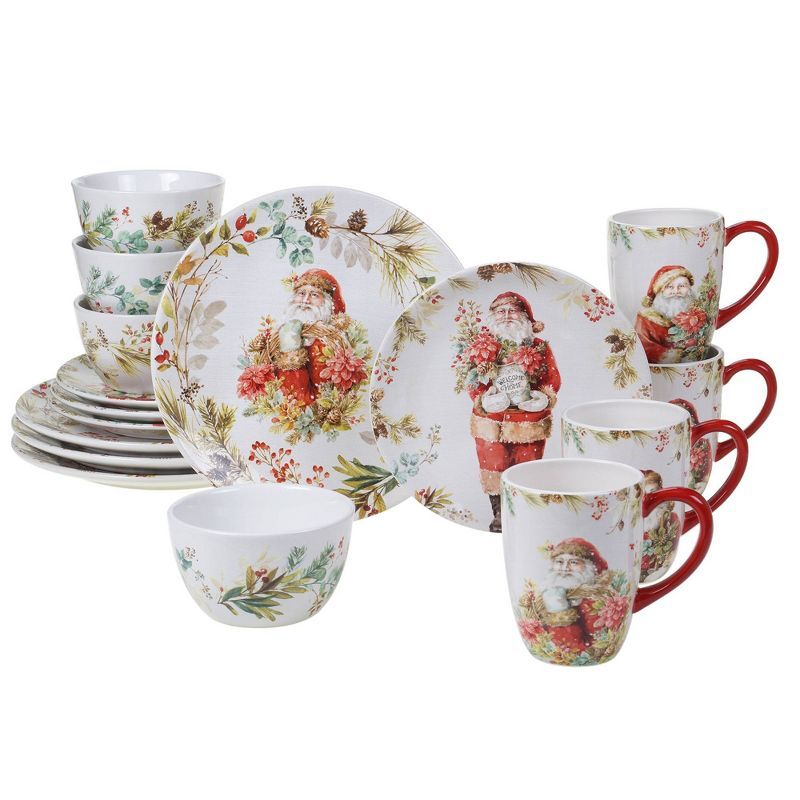 16-Piece Multicolor Ceramic Christmas Dinnerware Set