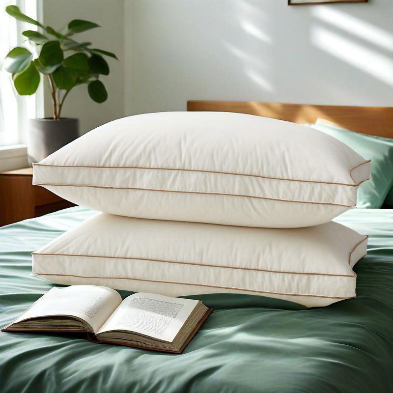 Organic Cotton Gusseted King Pillows with Down and Feather Fill