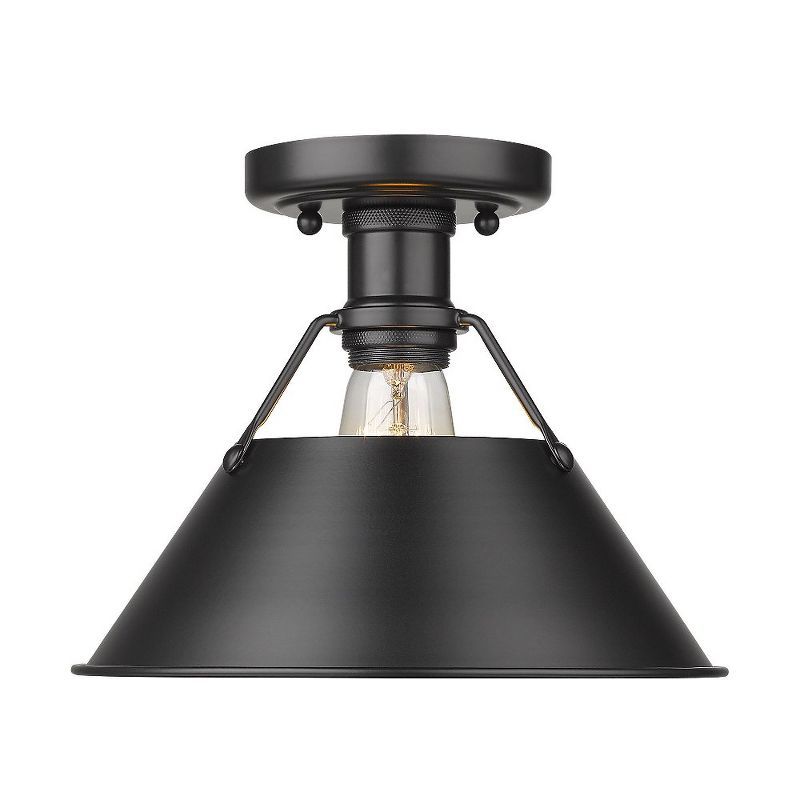 Matte Black Glass Transitional Flush Mount Light