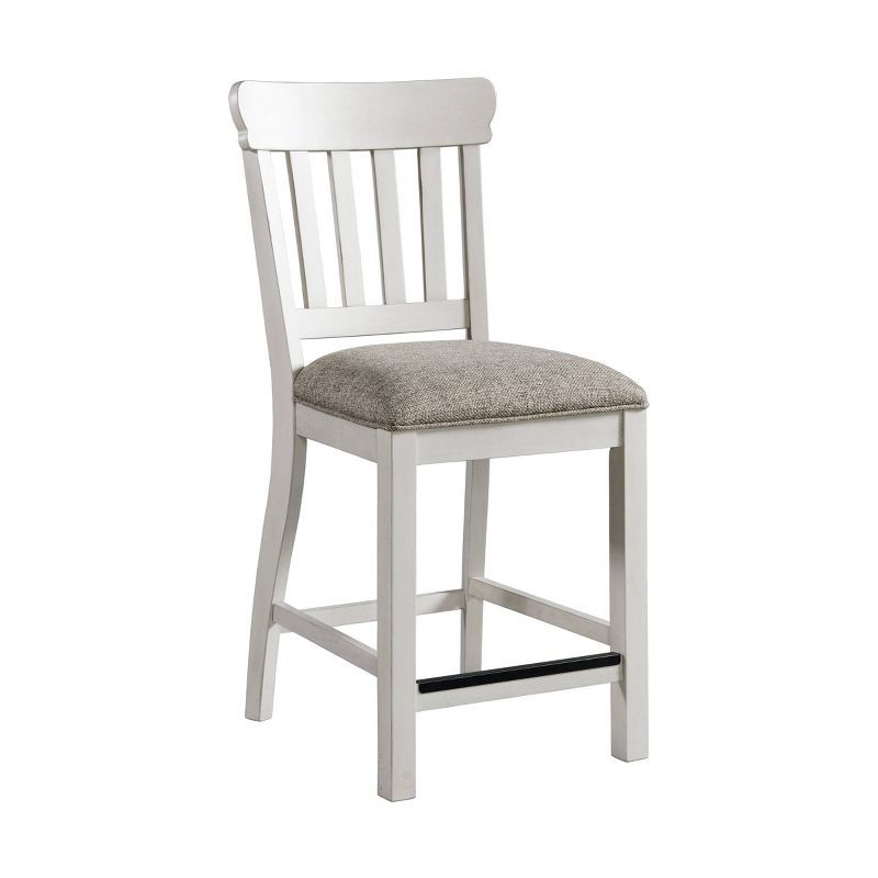 Rustic White and Gray Wood Counter Height Stool