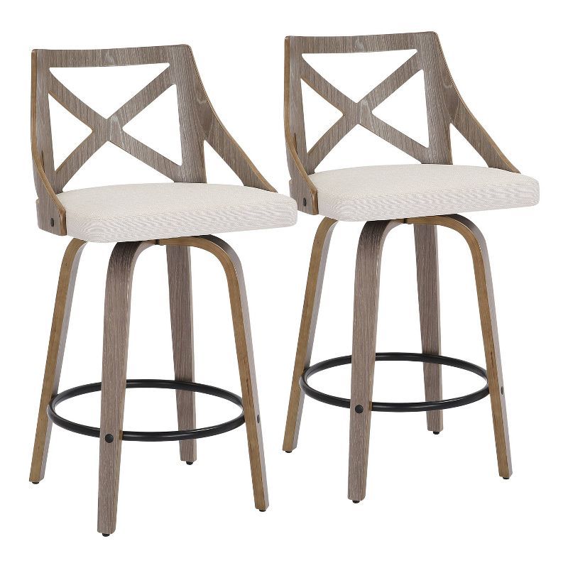 Charlotte 19" Dark Gray Wood Swivel Counter Stool, Set of 2