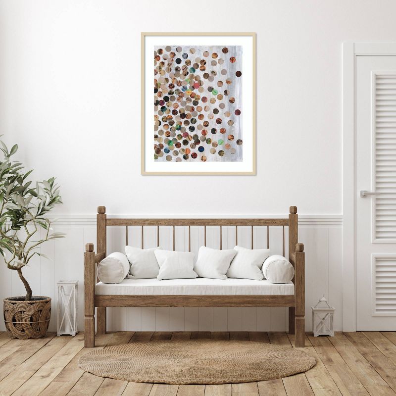 Abstract Colorful Dots 33"x41" Wood Framed Wall Art