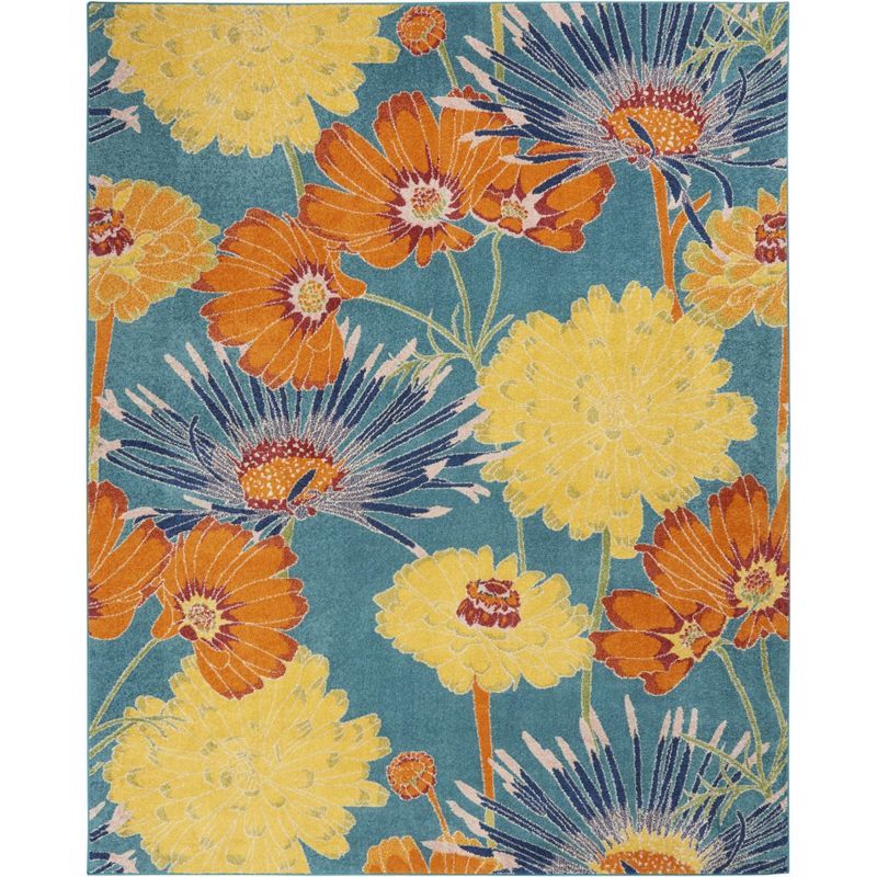 Allur Enchanted Garden Turquoise Multicolor 8' x 10' Area Rug